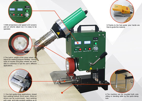 3.6kw Table Tarpaulin Hot Air Plastic Welding Machine For Hem Welding